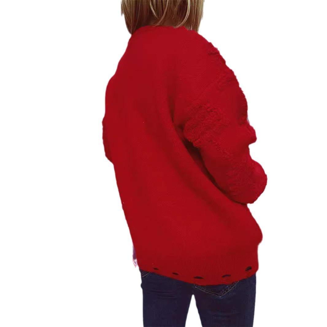 Damen Weihnachts-Pullover mit festlichem Motiv und 3D-Applikationen Drune
