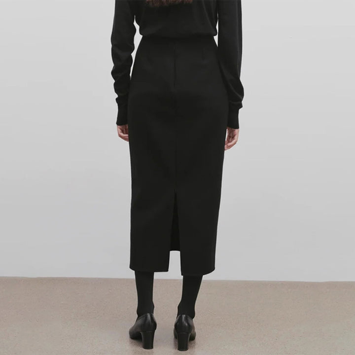 Damen eleganter Maxirock mit hohem Bund und minimalistischer Silhouette Drune