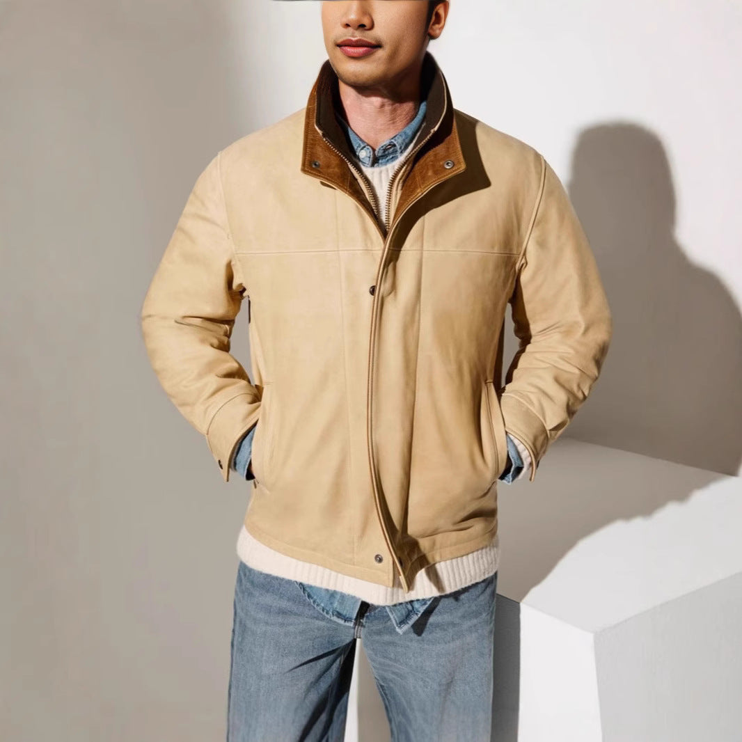 Herren Lederjacke im klassischen Stil mit wärmenden Innenfutter Drune