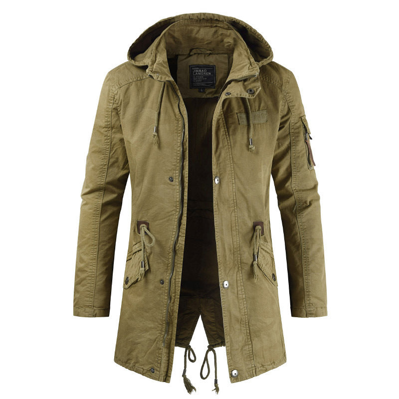 Herren lässige und funktionale Parkajacke mit Kapuze und praktischen Taschen Drune