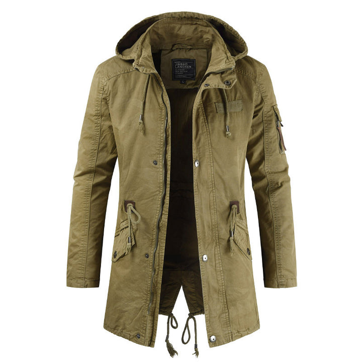 Herren lässige und funktionale Parkajacke mit Kapuze und praktischen Taschen Drune