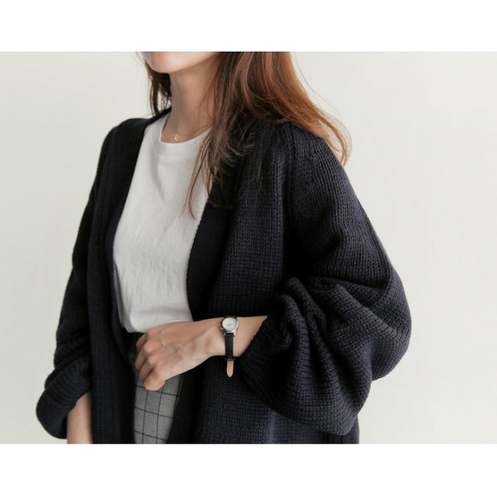 Damen Strickjacke mit weiten Ärmeln und offenem Schnitt Drune