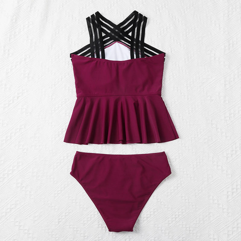 Damen Tankini-Set mit modischem Faltenrock Drune