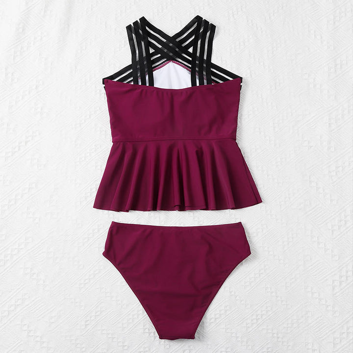 Damen Tankini-Set mit modischem Faltenrock Drune