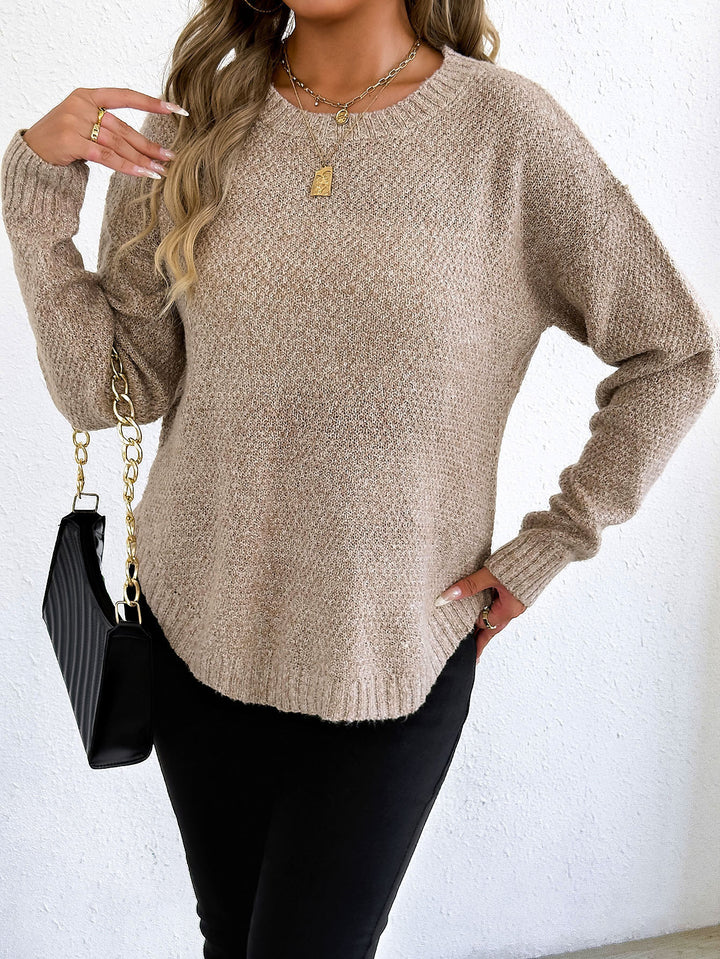 Damen lässiger Strickpullover mit hochwertigem Strukturmuster Drune