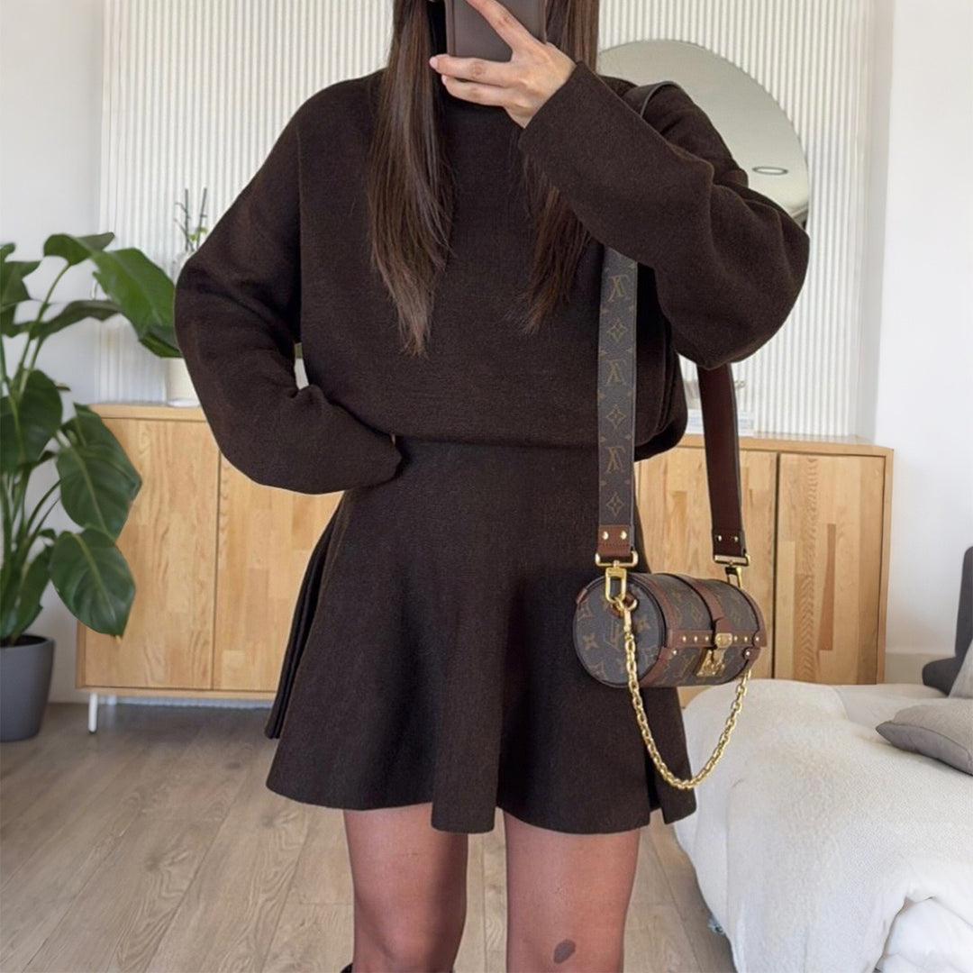 Damen modischer Strickkleid mit Hoodie Drune