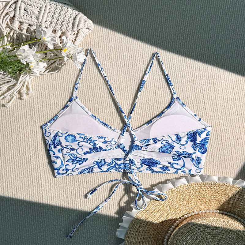 Damen Bikinioberteil mit floralen Mustern und verstellbaren Trägern Drune