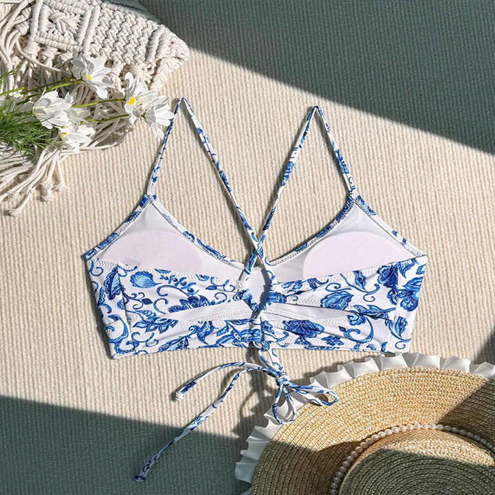 Damen Bikinioberteil mit floralen Mustern und verstellbaren Trägern Drune
