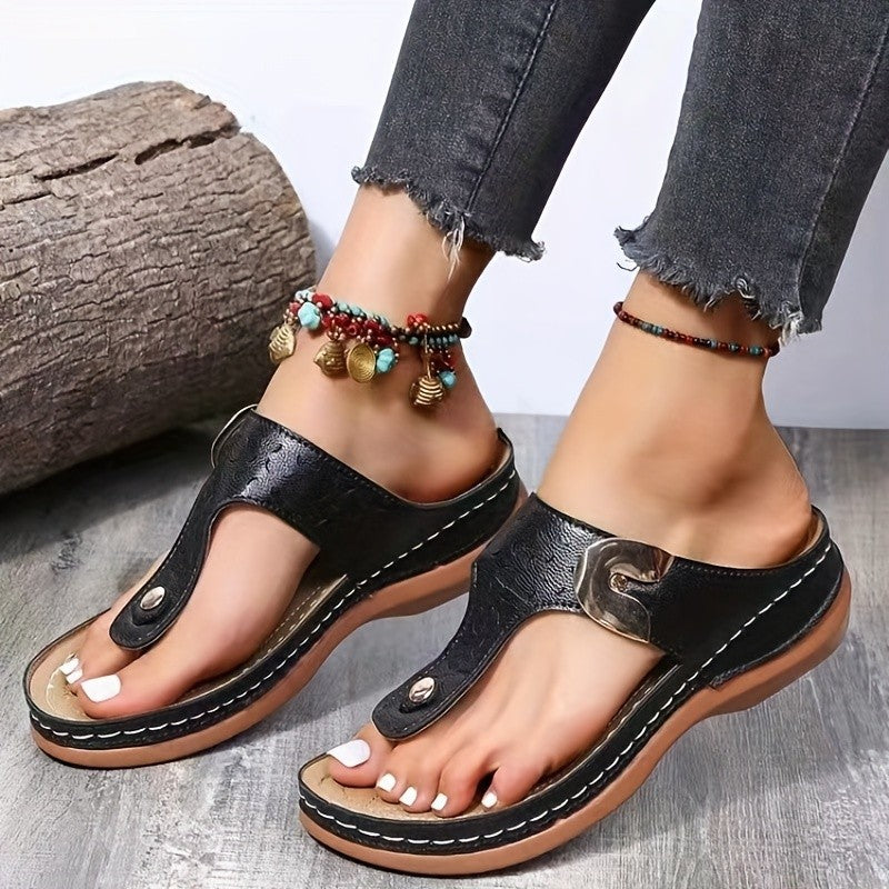 Damen komfortable Zehentrenner-Sandalen mit anatomischer Fußbettgestaltung Drune