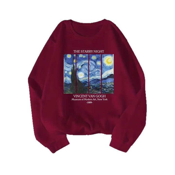 Damen Sweatshirt mit klassischem Van Gogh Kunstmotiv Drune