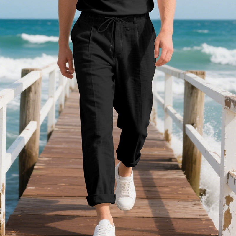 Herren Leichte Freizeithose mit elastischem Bund und seitlichem Kordelzug Drune