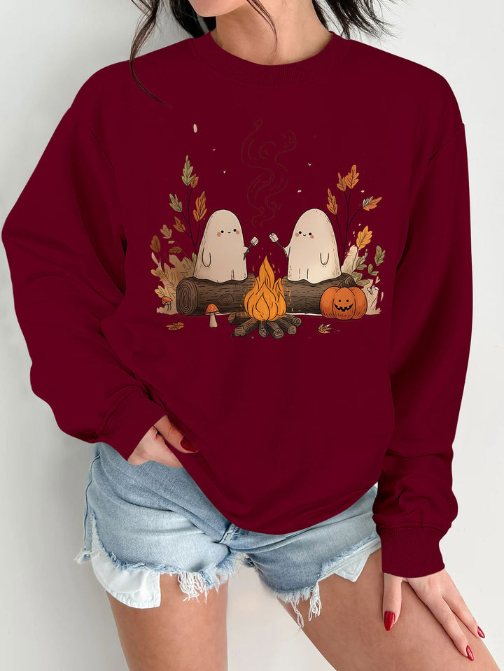 Damen Sweatshirt mit verspieltem Gruselmotiv und bequemer Passform Drune