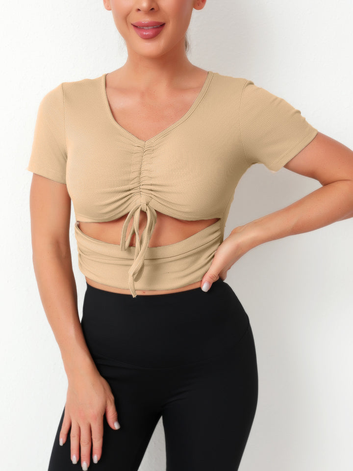Damen Cropped Top mit Schnürung und V-Ausschnitt Drune