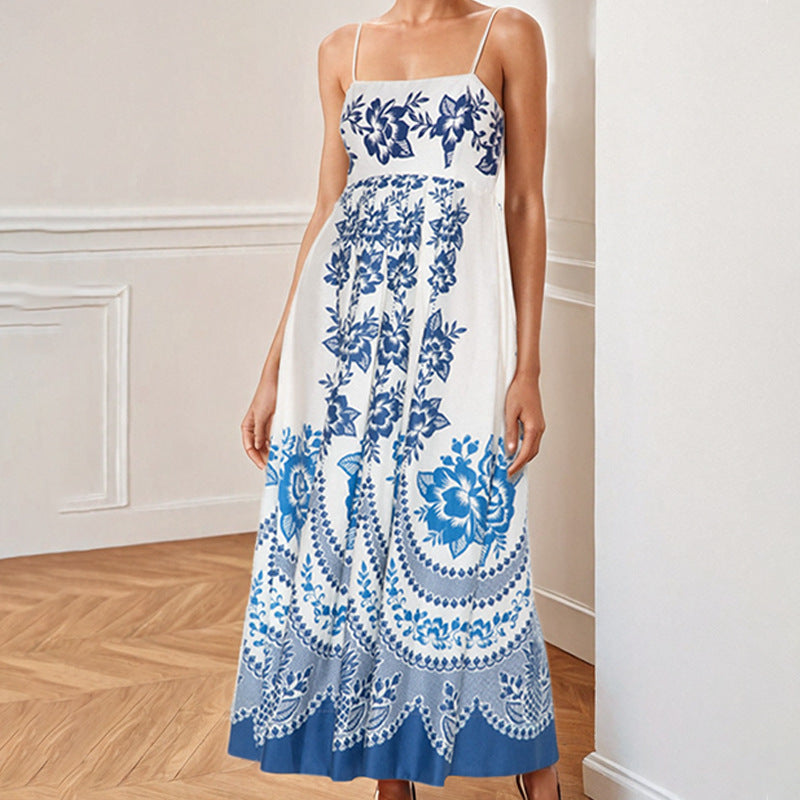 Damen Maxi-Kleid mit elegantem floralen Design und schwingendem Rock Drune
