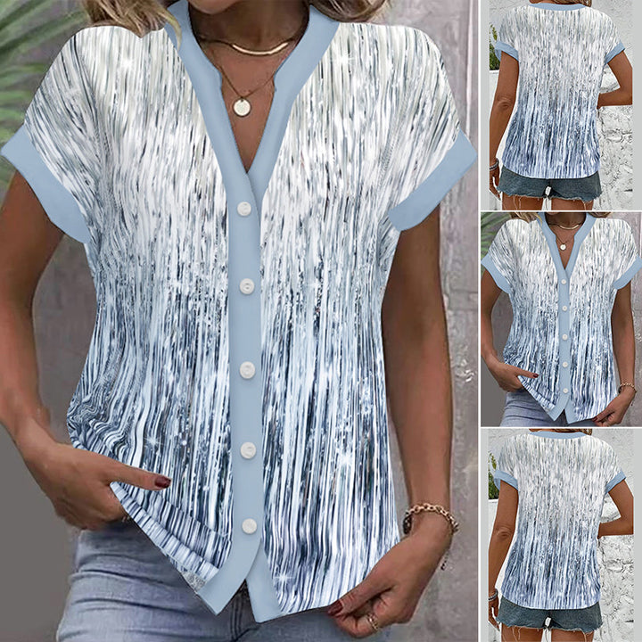 Damen lässige Bluse mit modernen Streifen und Knopfdetails Drune