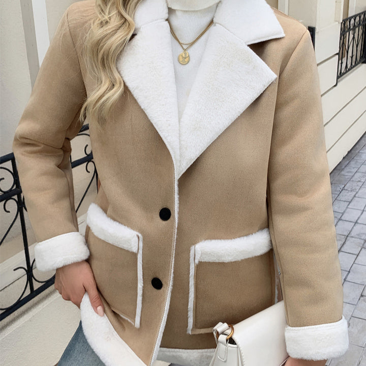 Damen Modische und gemütliche Jacke mit Teddyfutter Drune