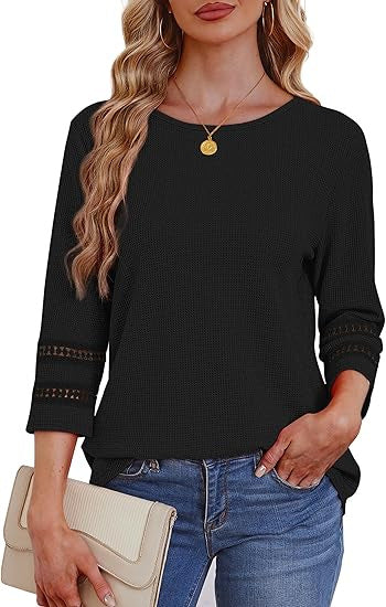 Damen lässiges Longsleeve-Oberteil mit Spitzen-Details Drune