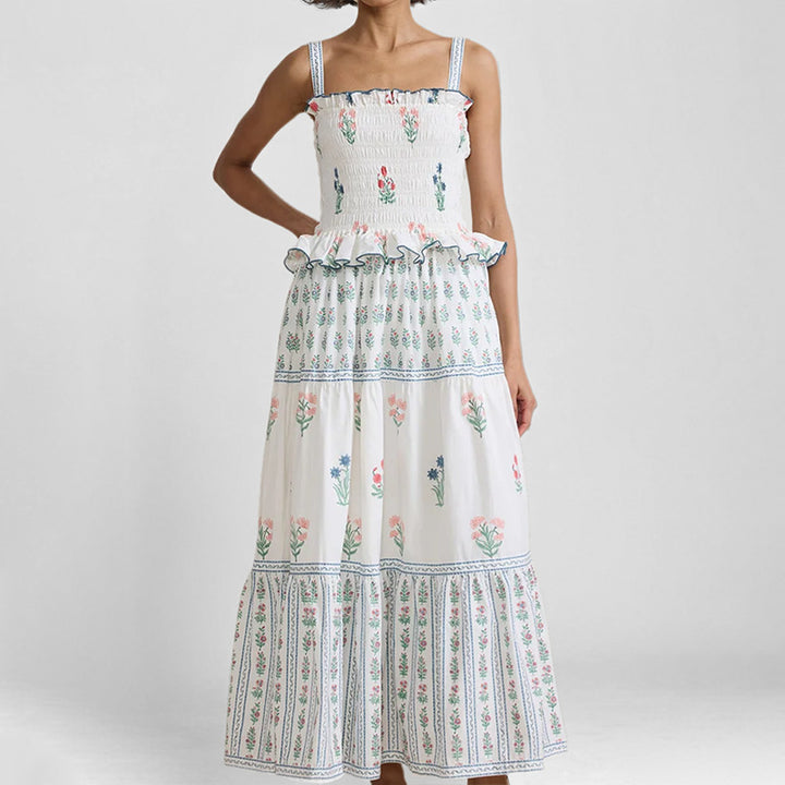 Damen maxikleid mit raffiniertem Blütenmuster Drune