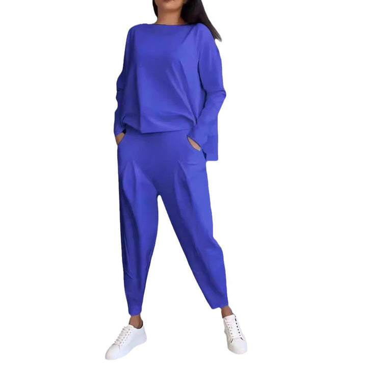 Damen bequeme Freizeitanzug mit weitem Schnitt und seitlichen Taschen Drune