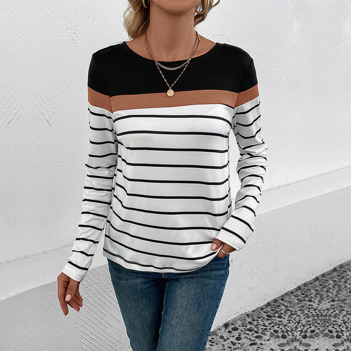 Damen Langarmshirt mit modischem Streifenmuster und elastischen Bündchen Drune