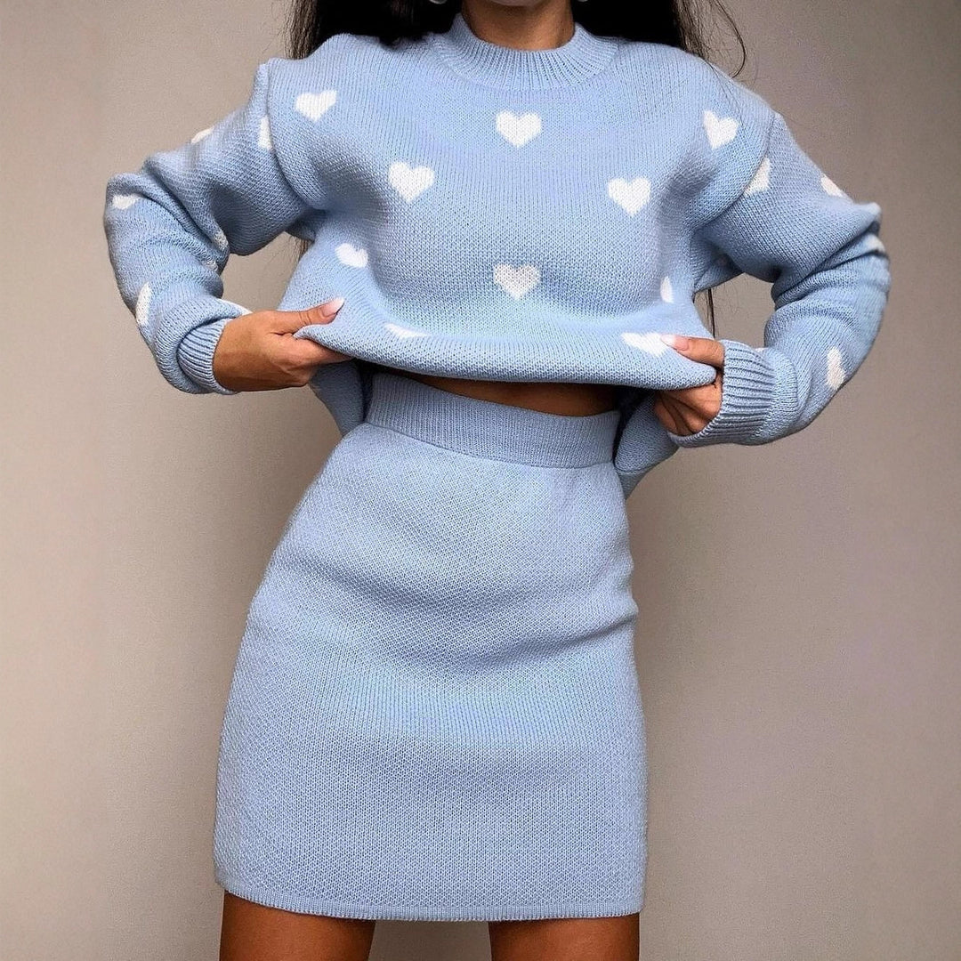 Damen Gemusterter Pullover mit Herzmotiven Drune