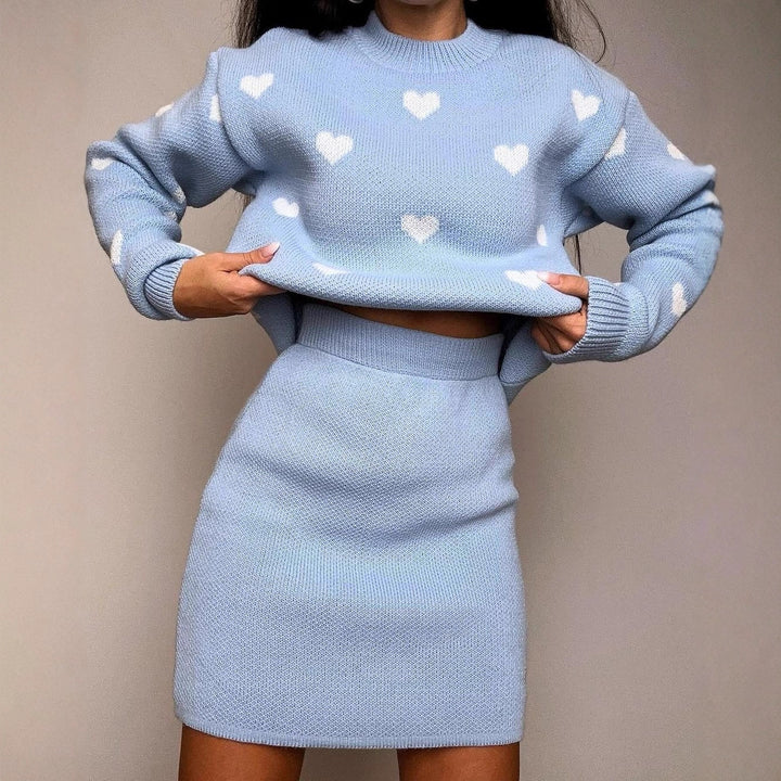 Damen Gemusterter Pullover mit Herzmotiven Drune