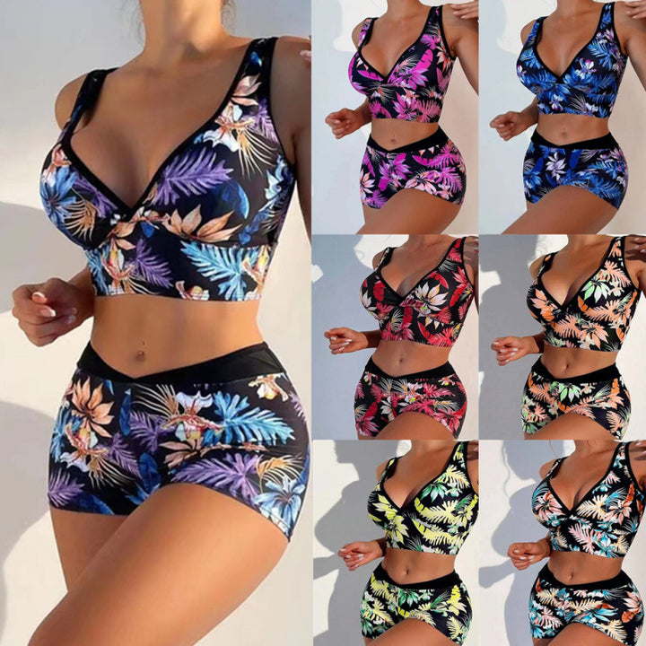 Damen Sport-Bikini-Set mit hoch geschnittenem Oberteil und bequemem Shorts Drune