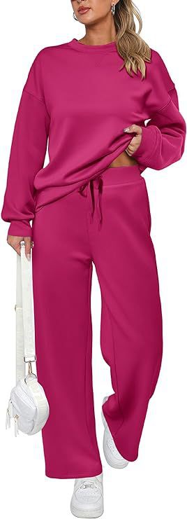 Damen nan zweiteiliges French-Terry Lounge-Set mit oversized Rundhals-Pullover und weitem Highwaist-Jogger Drune