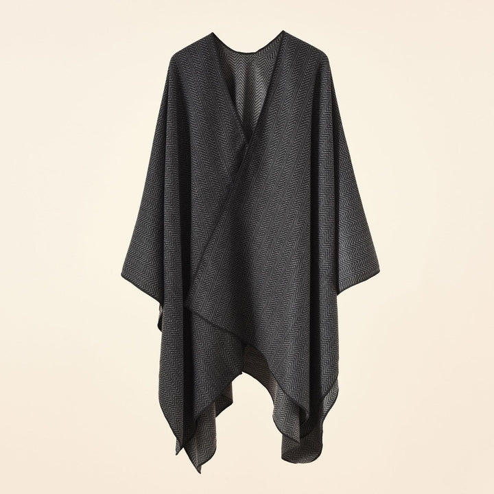 Damen elegante Wickeljacke aus hochwertigem Gewebe mit modernem Herringbone-Muster Drune