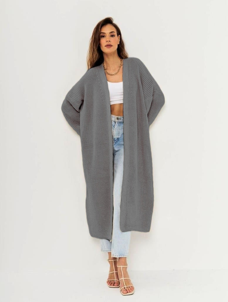 Damen Großer Strickmantel mit offener Front und lässiger Silhouette Drune