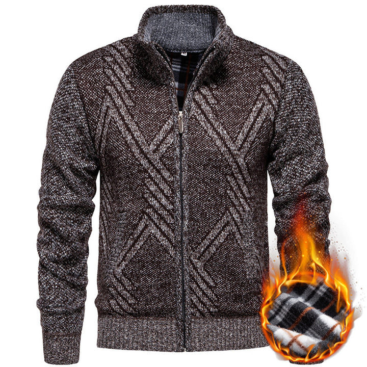 Herren Strickjacke mit strukturiertem Zopfmuster und praktischen Taschen Drune