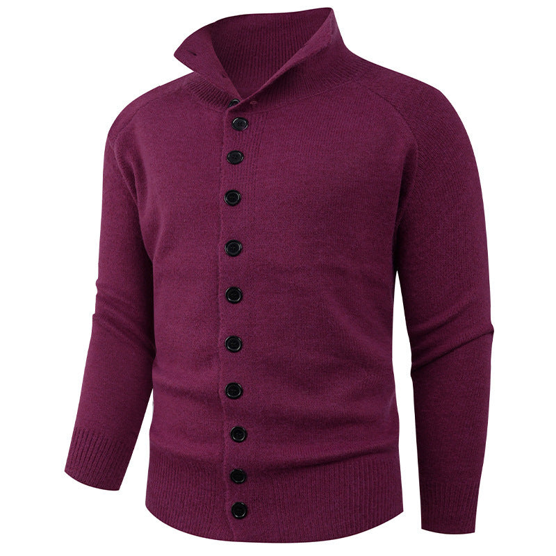 Herren Strickpullover mit hohem Kragen und Knopfverschluss Drune