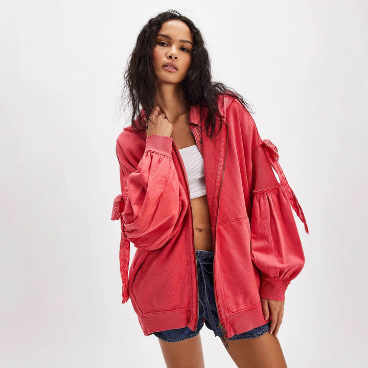 Damen Oversize Kapuzenpullover mit einzigartigen Ärmeldetails Drune
