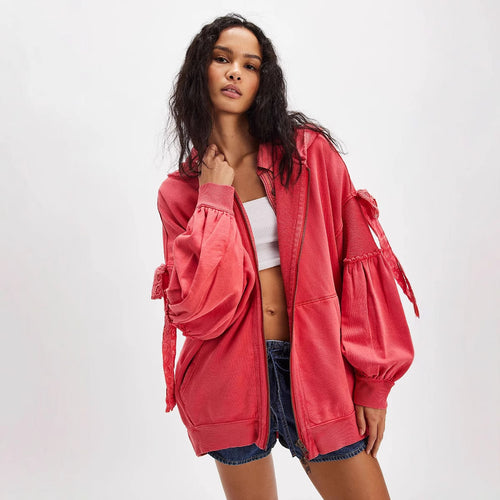 Damen Oversize Kapuzenpullover mit einzigartigen Ärmeldetails Drune