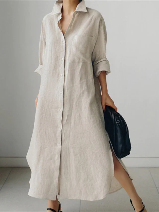 Damen Langarmhemdkleid Drune