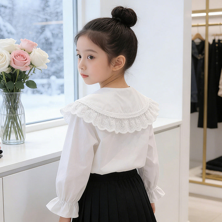 Mädchen Bluse mit voluminösem Spitzenkragen Drune