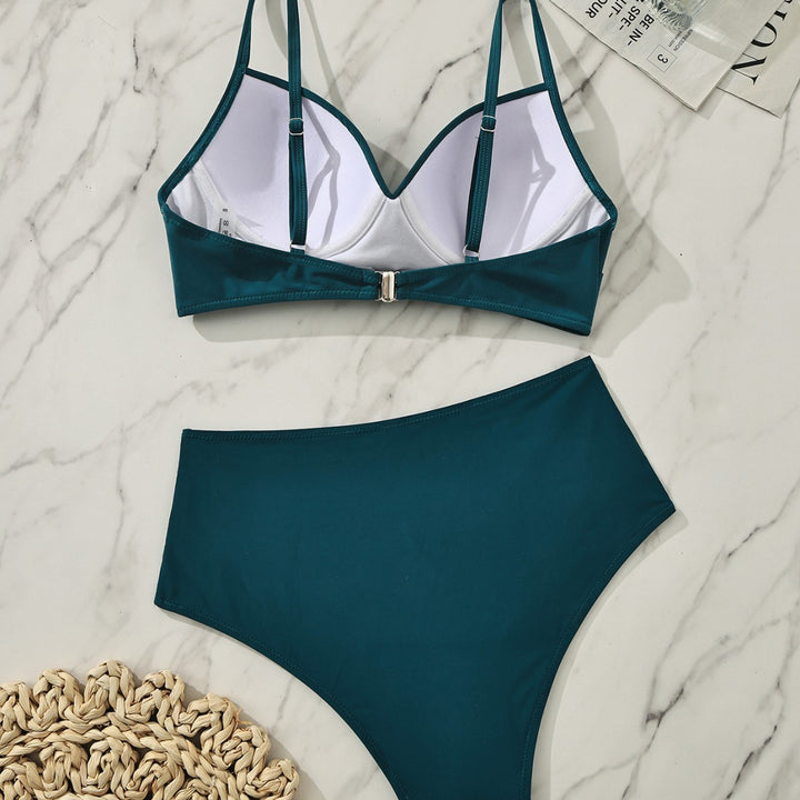 Damen Hochgeschnitten Bikini mit Wickel-Oberteil Drune
