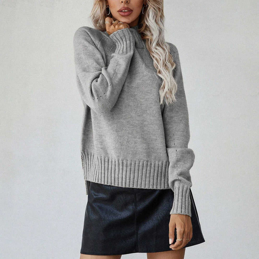 Damen Strickpullover mit hohem Kragen und lässiger Passform Drune