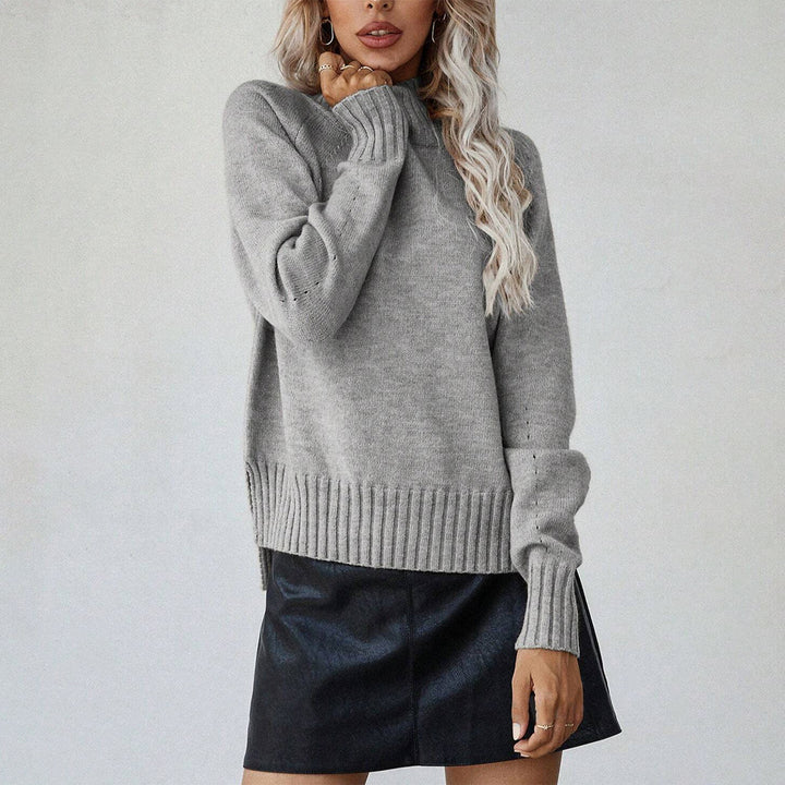 Damen Strickpullover mit hohem Kragen und lässiger Passform Drune