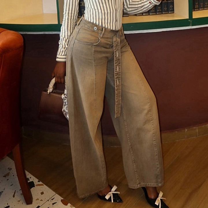Damen Weite Jeans mit hochelastischem Bund und praktischen Gürtelschlaufen Drune