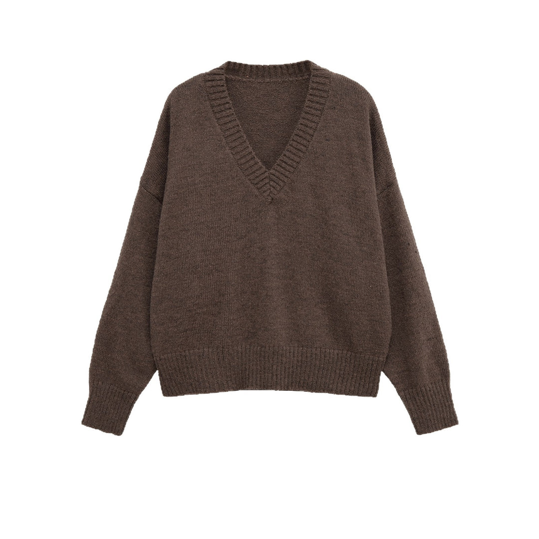 Damen lässiger V-Ausschnitt Pullover Drune