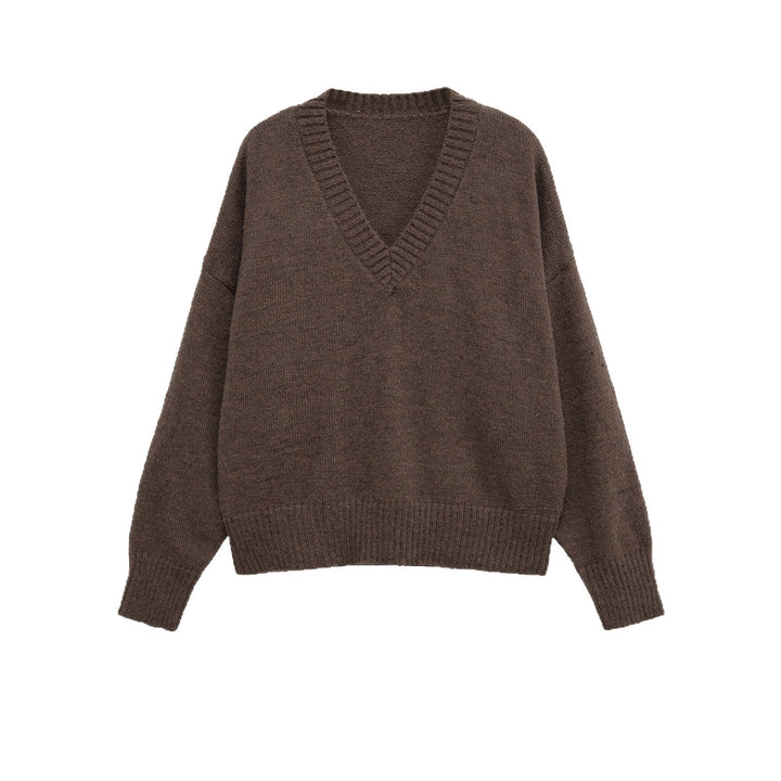Damen lässiger V-Ausschnitt Pullover Drune