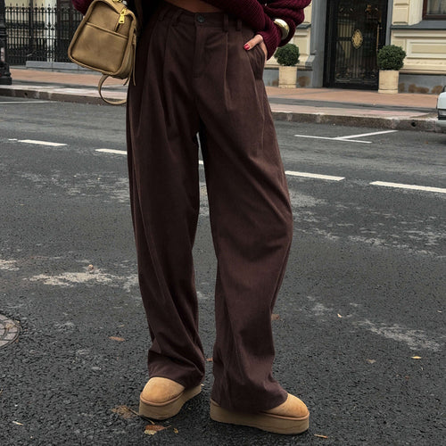 Damen Weite Cordhose mit Falten Drune