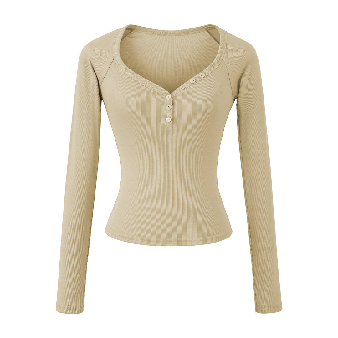 Damen Langarmshirt mit elegantem Knopfverschluss Drune