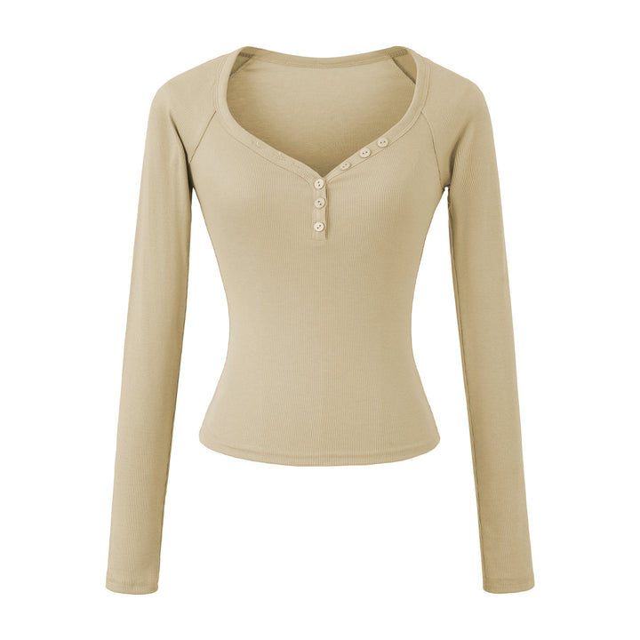 Damen Langarmshirt mit elegantem Knopfverschluss Drune