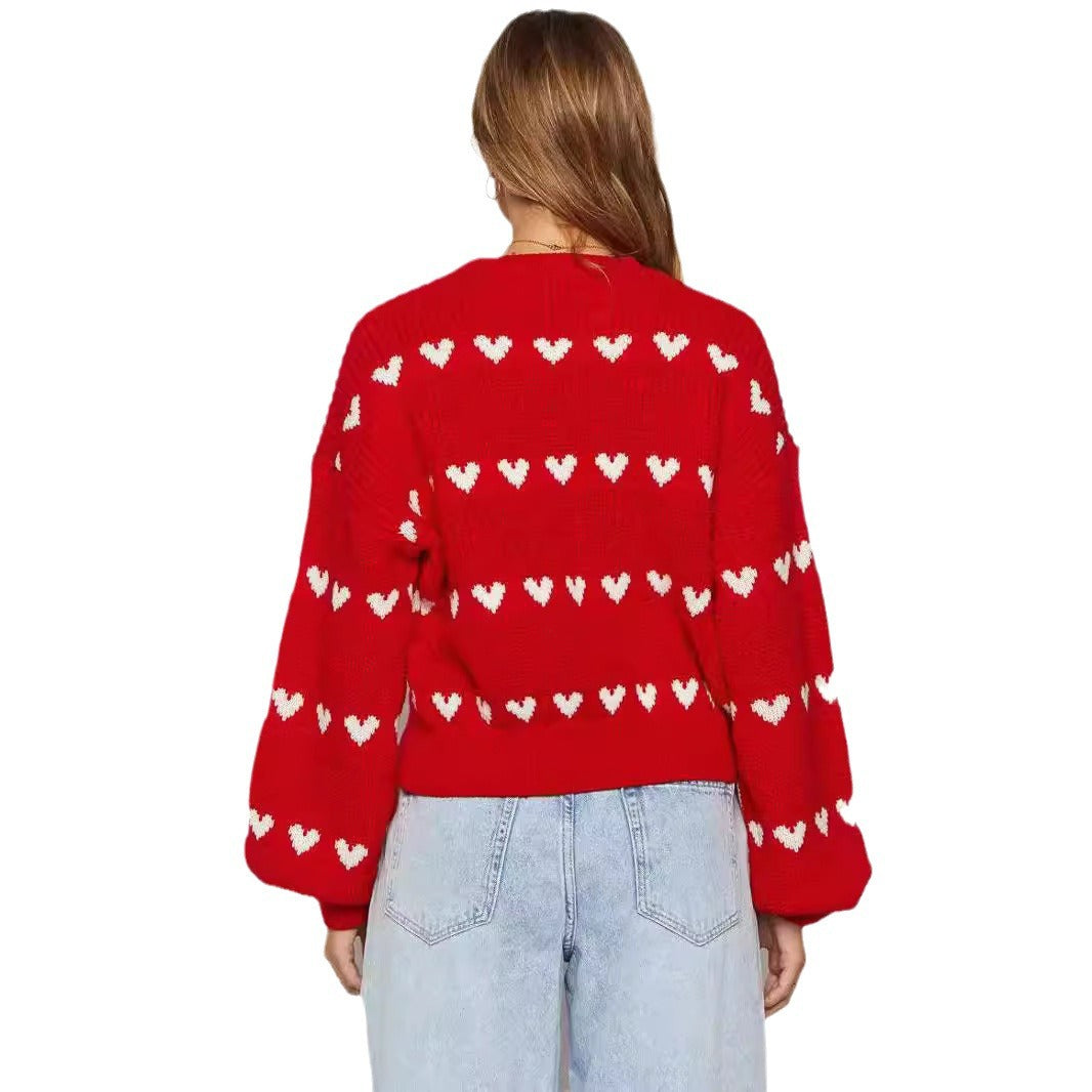 Damen Strickpullover mit Herzmuster und lässigem Schnitt Drune