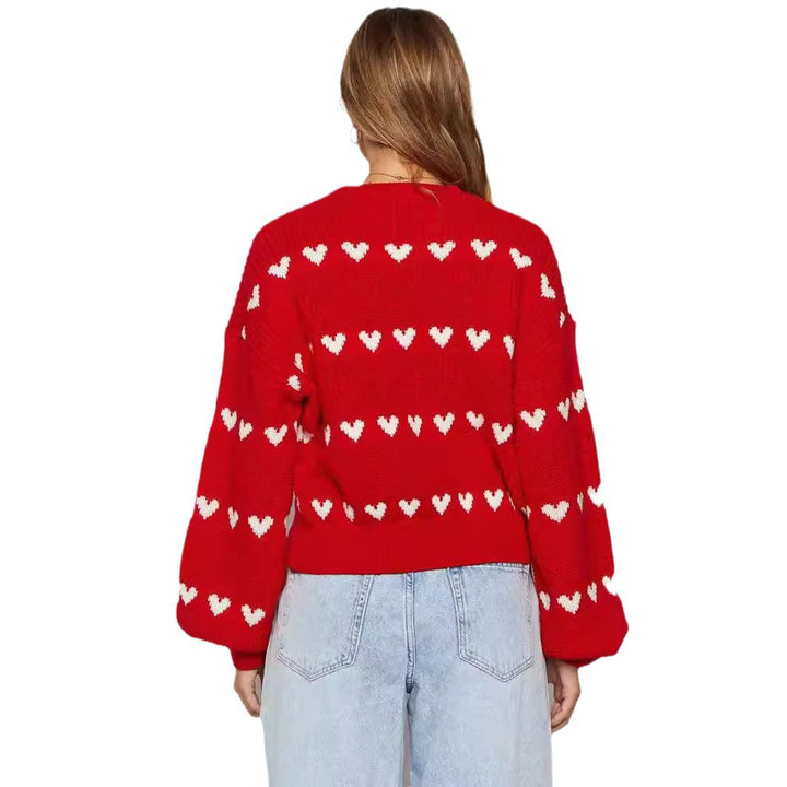 Damen Strickpullover mit Herzmuster und lässigem Schnitt Drune