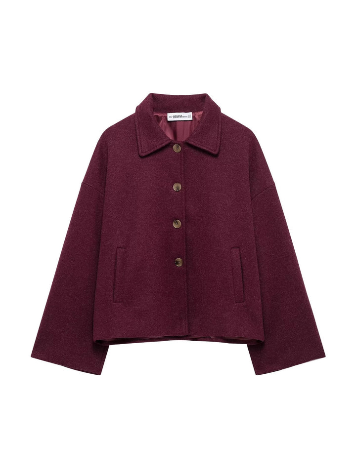Damen schicke Blousonjacke aus weichem Stoff mit Knopfverschluss und Taschen Drune