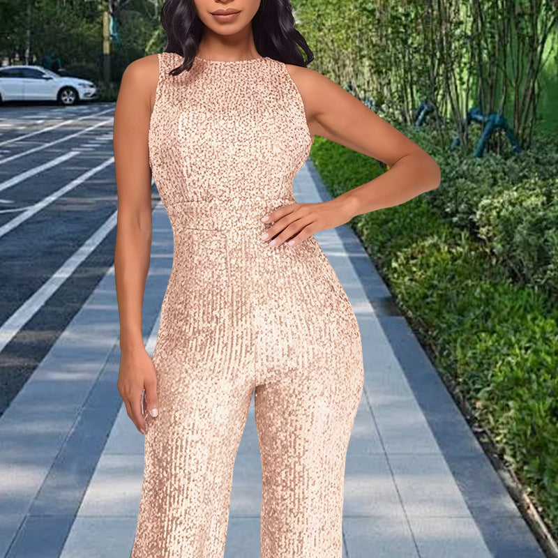 Damen Glamouröses Jumpsuit mit Paillettenbesatz und figurbetonter Silhouette Drune