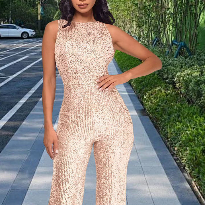 Damen Glamouröses Jumpsuit mit Paillettenbesatz und figurbetonter Silhouette Drune